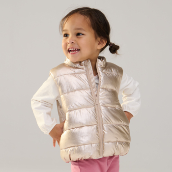 معطف مزين بالريش بدون أكمام بلون قزحي للفتيات الصغيرات